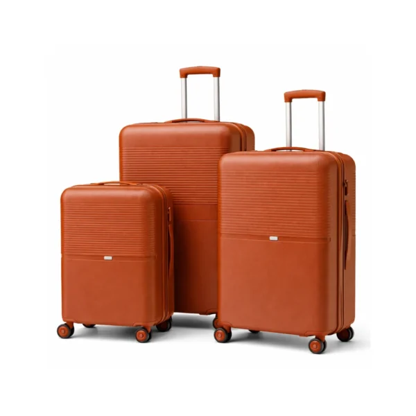 3-Piece PP Hardshell Luggage Set – Brown