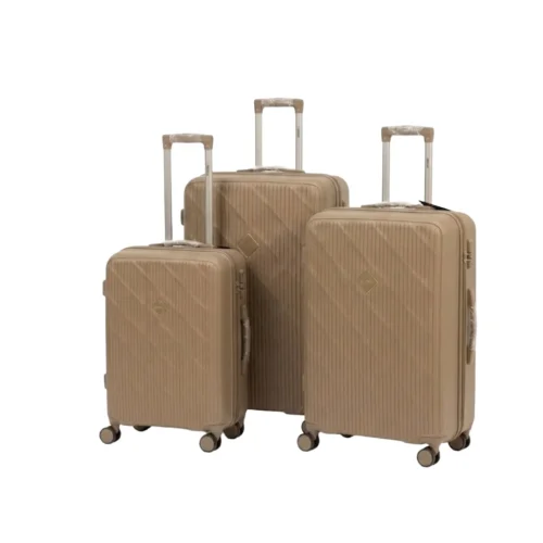 3-Piece PP Hardshell Luggage Set – Brown